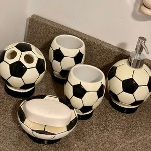 Soccer ball Bathroom Set Sanitary and Shower curtain